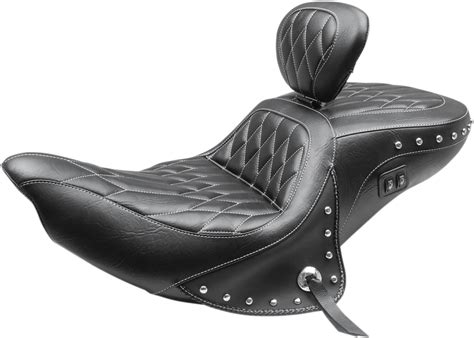Mustang Black Concho Diamond Heated 2 Up Motorcycle Seat 16 20 Indian