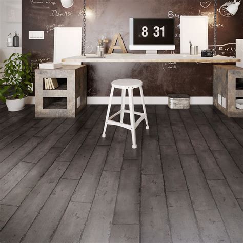 Dark Grey Washed Wood Effect Waterproof Luxury Vinyl Click Flooring 2
