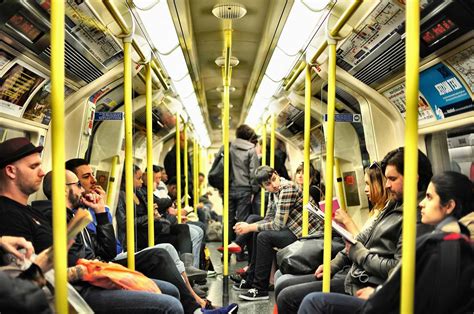 Train Photo Of Group On People Sitting Inside Train Subway Image Free