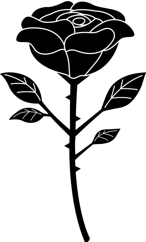 Black Silhouette Of A Single Black Rose Free Clip Art