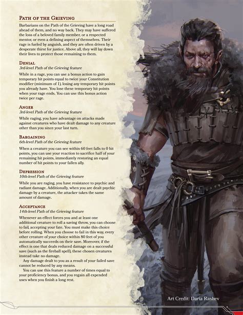 Barbarian Subclass Path Of The Grieving Looking For Feedback R Dndhomebrew