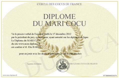 Diplome Du MARI COCU