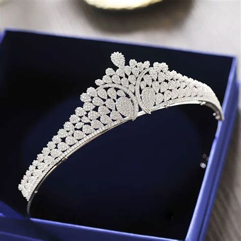 Micro Paved Cubic Zircon Tiara Zirconia Crown Bridal Headpiece Wedding