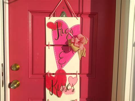 Valentines Day Door Hanger Hugs And Kisses Door Hanger Valentine Door