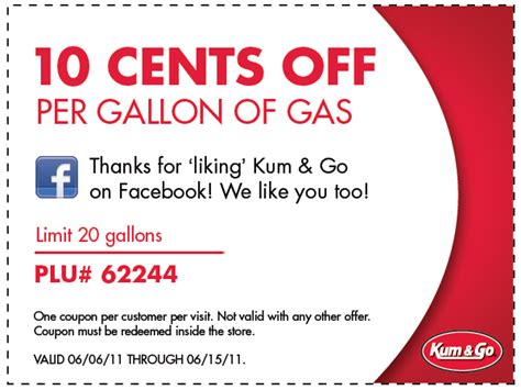Qpon Aving Mommas 10000 Fans Means 10¢ Off Per Gallon At Kum And Go