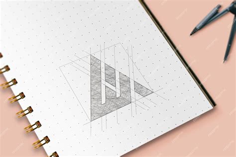 Premium Psd Pencil Sketch Minimalist Notebook Perspective Logo Mockup