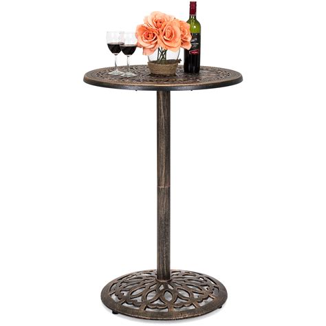 Best Choice Products Outdoor Bar Height Cast Aluminum Round Patio