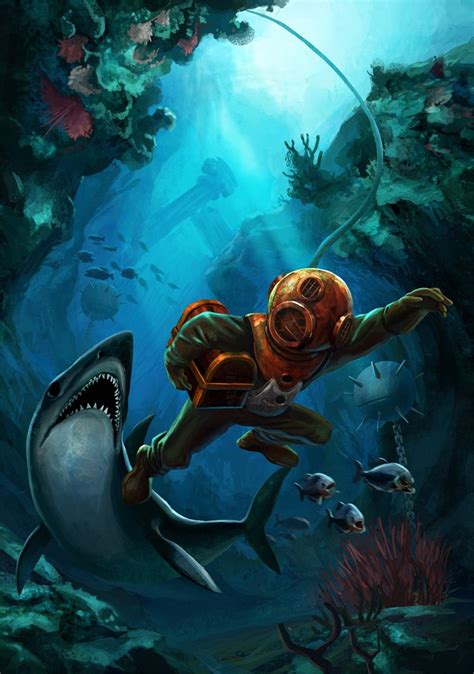Deep Sea Diver Art Diver Art Adventure Art