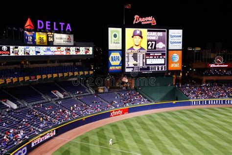 Mlb Atlanta Braves Scoreboard And Outfield Editorial Photography