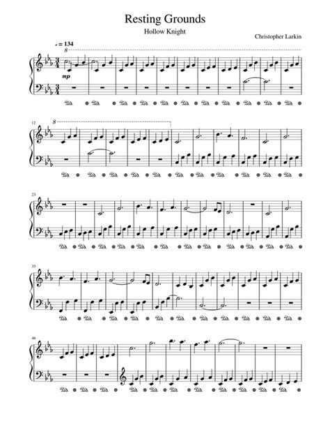 Hollow Knight Resting Grounds Sheet Music For Piano Solo Download