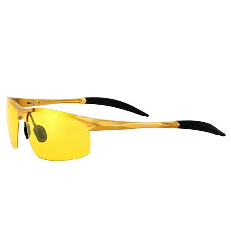 hd night driving glasses for man polarized anti glare night vision sunglasses golden frame
