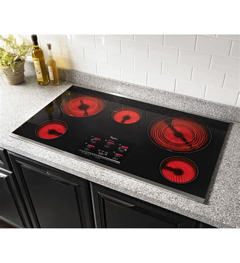electric whirlpool cooktop kitchen ceramic stove radiant gold glass elements island controls inch cooktops ceran schott cooking appliance stainless kitchens