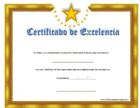 Certificado De Excelencía Diplomas De Agradecimiento Certificados De