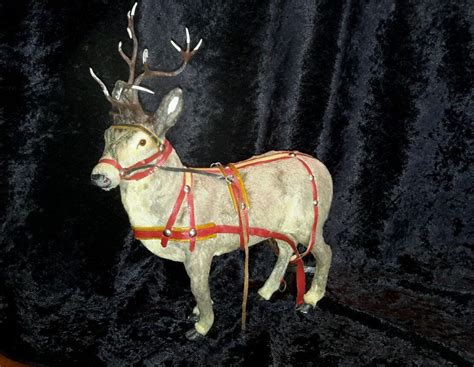 Vintage Christmas West Germany Reindeer Lead Antlers Glass Eyes 10 12