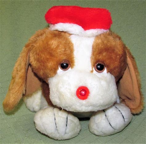 Rare Vintage Musical Lights Christmas Puppy Hound Dog 1980s Plush 13