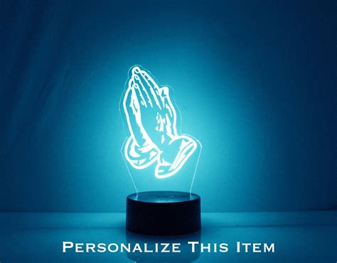Praying Hands Night Light Personalized Free Led Night Lamp Etsy