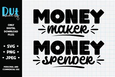 Erhältlich in den farben schwarz und weiß. Money Maker, Money Spender - Couples SVG (732427) | Cut Files | Design Bundles