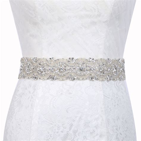 Inofinn 109 Crystal Wedding Belts Satin Rhinestone Wedding Dress Belt