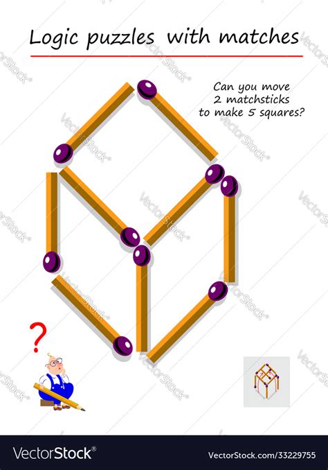 Logic Puzzle Game With Matches For Children Vector Image