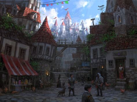 Medieval City By Lee B Fantasy Town Fantasy Castle Medieval Fantasy