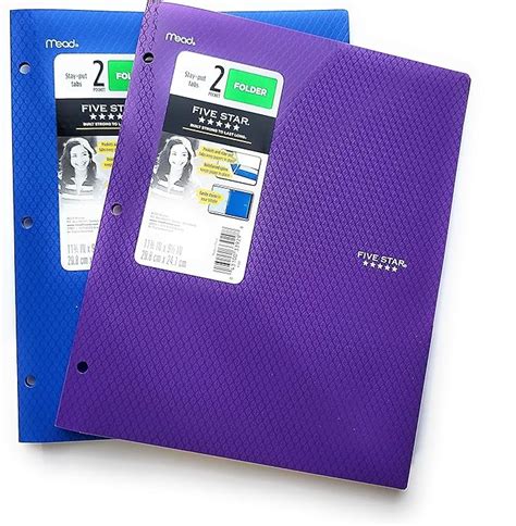 Five Star 2 Pocket Folder Stay Put Tabs Plastic Three
