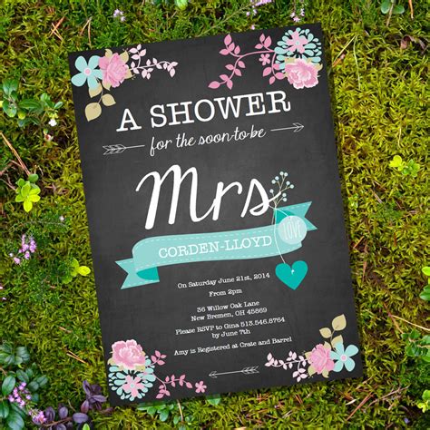 Shabby Chic Chalkboard Floral Bridal Shower Invitation Sunshine Parties