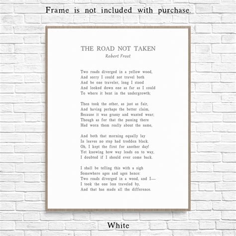 The Road Not Taken Poem By Robert Frost Framed Or Unframed Art Etsy