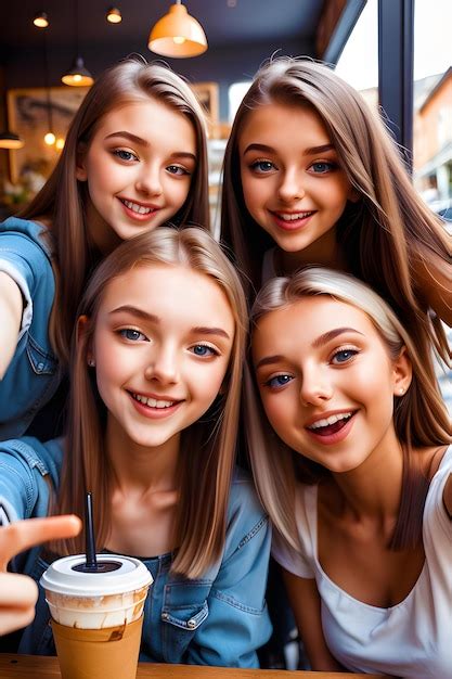 Premium Ai Image Beautiful 20 Year Old Girls Taking A Selfie With Her