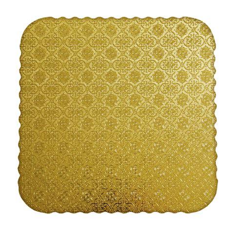 Ocreme Gold Corrugated Scalloped Square Cake Board 16 Pack Of 10