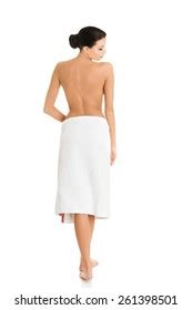 Back View Nude Woman Standing Wrapped ภาพสตอก Shutterstock