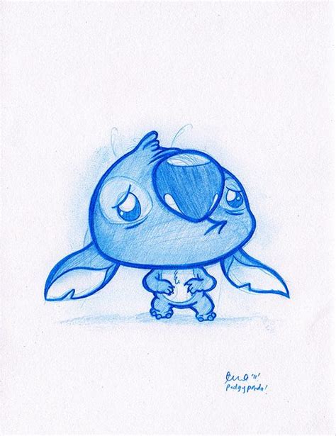Blue Doodle 4 Sad Stitch Por Podgypanda Cute Disney Drawings