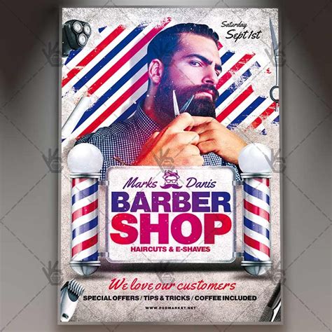 Barber Shop Premium Flyer Psd Template Psd Templates Barber Shop