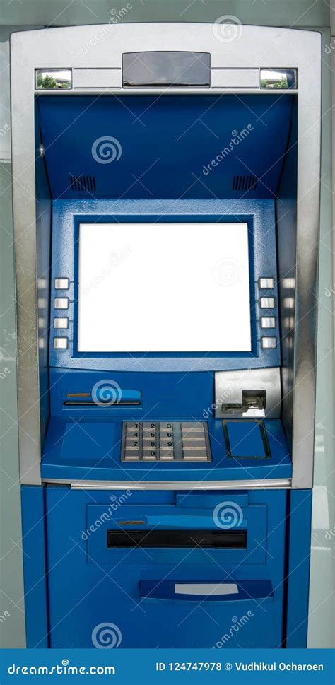 Blue Atm Machine The Station Automatic Machines Stock Photo Image Of
