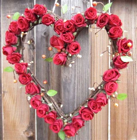 Heart Shaped Wreath Red Roses Wedding Decoration Etsy Heart Shaped
