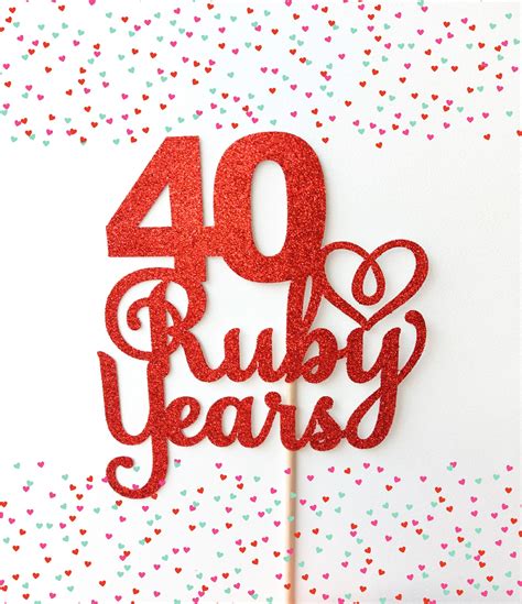 40 Ruby Years Cake Topper 40th Wedding Anniversary Etsy