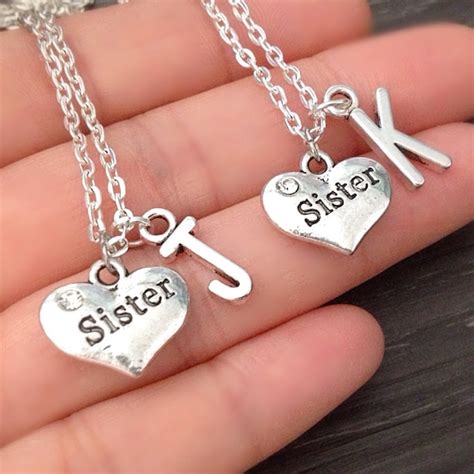 Set Of Two Sister Necklaces Personalized With Their Initials