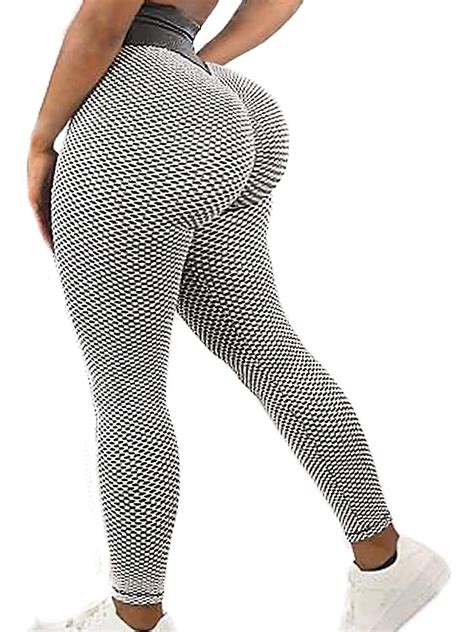 Focussexy Women Butt Lifting Yoga Leggings Ruched Booty Leggings Workout Running Tights Clothing