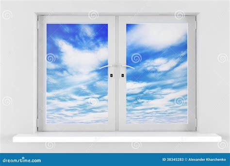 Blue Sky With Clouds Seen Through Window Stock Image Image Of Clear