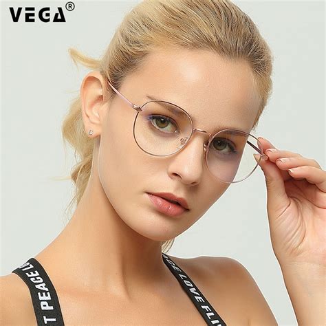 Vega Eyewear Oval Blue Light Glasses For Computer Metal Man Woman Blue