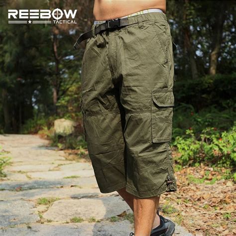 Reebow Tactical Summer Cotton Shorts Men Beach Capri Calf Length Cotton
