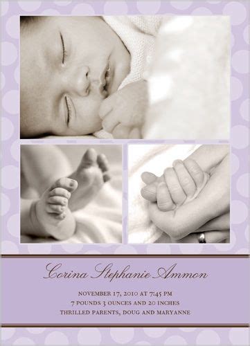 Lilac And Glitter Gold Birth Announcement Cards Free Printable
