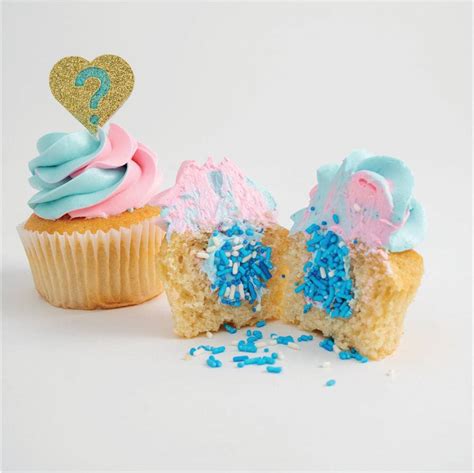 Gender Reveal Pink And Blue Cupcakes Delivery Los Angeles