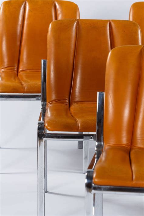 Pair vintage steelcase chrome cantilever lounge chairs mid century modern. Set of Six Vintage Chrome and Leather Chairs from Spain ...