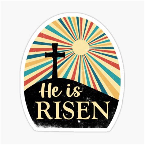 Easter He Is Risen Jesus Religious Easter Retro Sunrise Sticker For