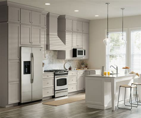 Grey plank tile dark cabinets light countertops for kitchen. Gray & White Cabinets in Two Tone Kitchen - Aristokraft