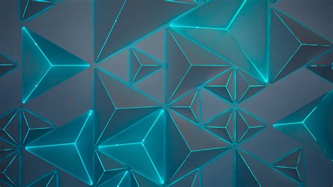 Neon Turquoise Teal Pentagon Triangles 4k 5k Hd Geometric Wallpapers