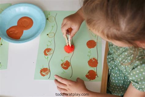 Pom Pom Pumpkin Stamping Activity Toddler At Play