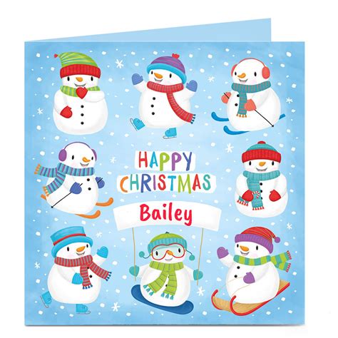 buy personalised christmas card happy christmas snowmen for gbp 3 29 card factory uk
