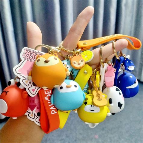 Móc Khóa Hoạt Hình Chibi Ngộ Nghĩnh Bò Sữa Cáo Già Cua đồng Chim