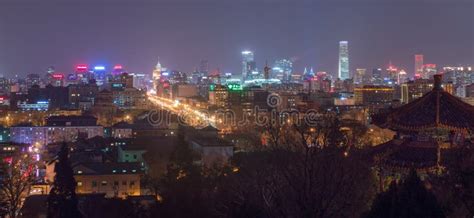 Night View Of Beijing Skyline From The Jingshan Park Stock Image